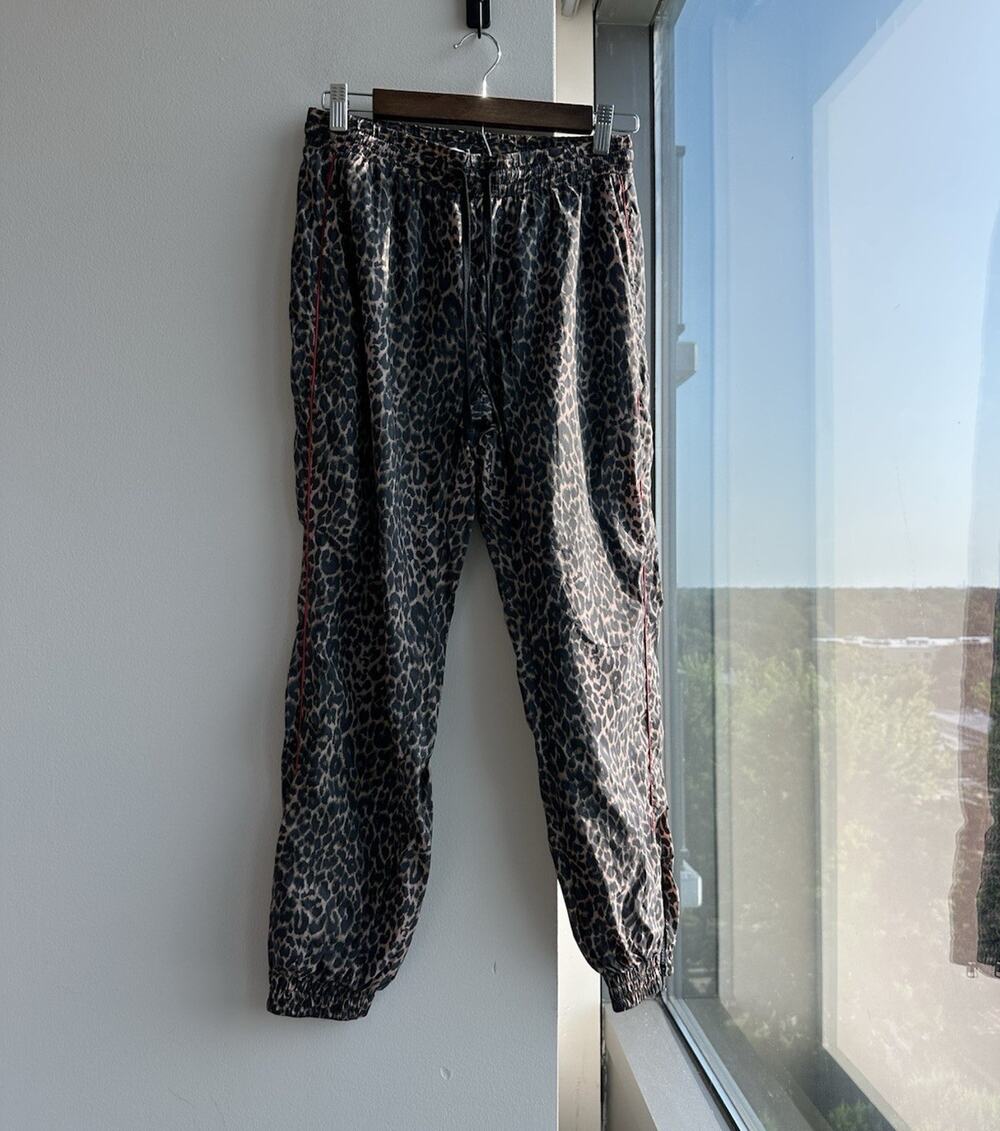 PAM & GELA Women's Leopard Print mobwife Jogger Pants Drawstring Pockets P